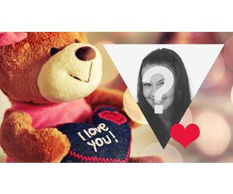 cartão do valentim com um ursinho personalizar com sua foto