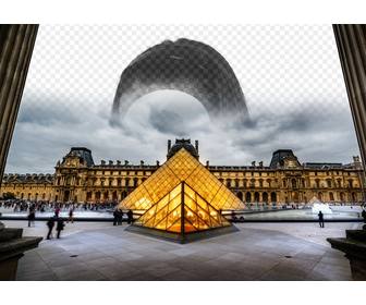 museu do louvre em paris postal personalizar com sua foto