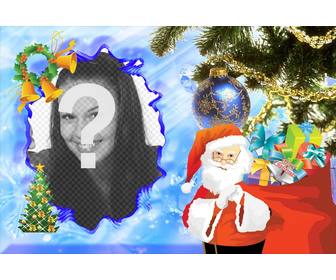 ilustrado cartão natal com papai noel decorar suas fotos online