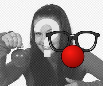 fotomontagens online palhacos oculos e nariz vermelho