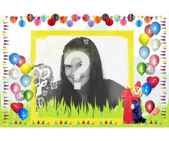 cartão aniversario fronteira com balões coloridos