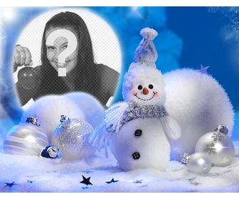 frame do natal com um boneco neve suas fotos