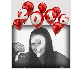 efeito da foto balões vermelhos com 2016 sua foto