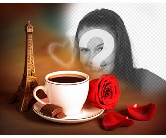 efeito da foto do amor com torre eiffel paris e um cafe