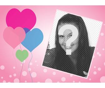 cartão do amor com coracões balões onde voce pode adicionar sua foto