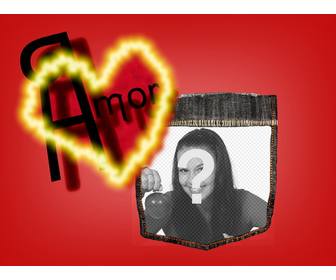 mensagem fundo namorados com um coracão vermelho personalize com sua foto