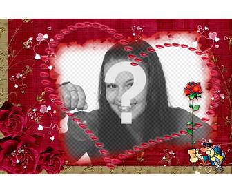 postal gostam colocar uma foto um coracão pegue uma rosa e coracão