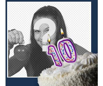 cartão aniversario comemorar 10 anos edita-lo com sua foto