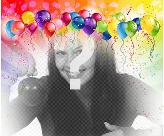 fotomontagem festivo com balões e cores inserir sua imagem