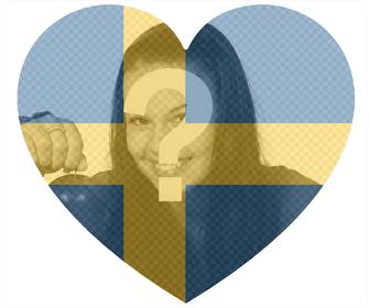 suecia coracão deu forma bandeira um filtro adicionar as suas fotos