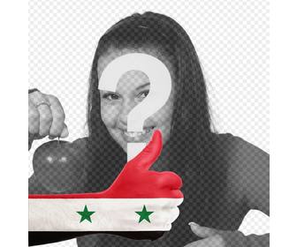 mão com bandeira da siria adicionar sua foto em linha