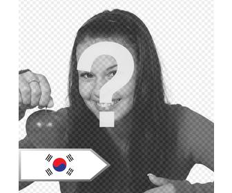 montagem da foto on-line adicionar uma seta com bandeira da coreia do sul