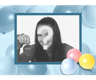 cartão aniversario com balões onde voce pode colocar sua foto e envia-la e-mail ou impressão