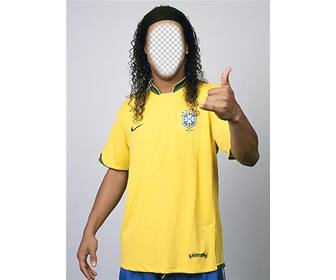 fotomontagem ronaldinho com camisa da selecão brasileira