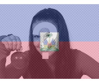 fotomontagem online haiti bandeira com sua foto