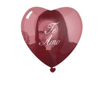 sua foto com transparencia um balão em forma coracão vermelho com um quoteu amoquot ideal dia namorados