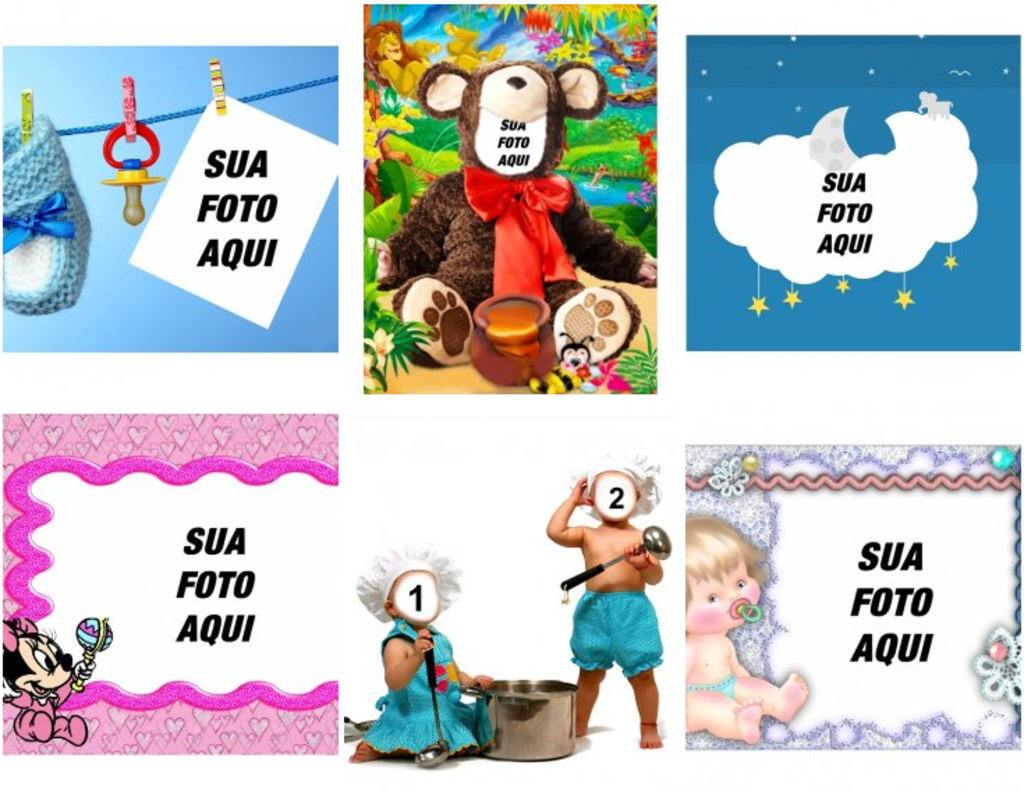 Fotomontagens e cartões para bebês com fotos
