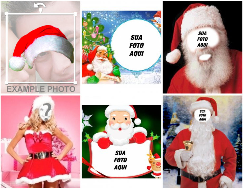 Fotomontagens engraçadas de Papai Noel e de Natal