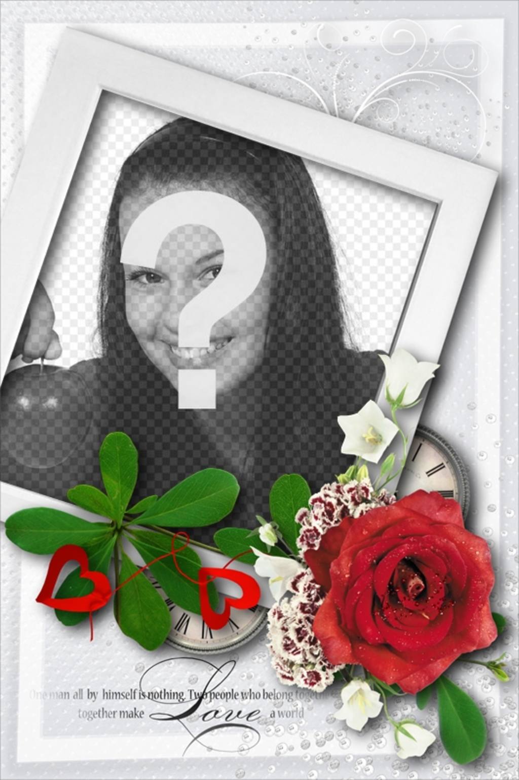 Cartão com estilo polaroid  e uma rosa, especial para o Dia dos..