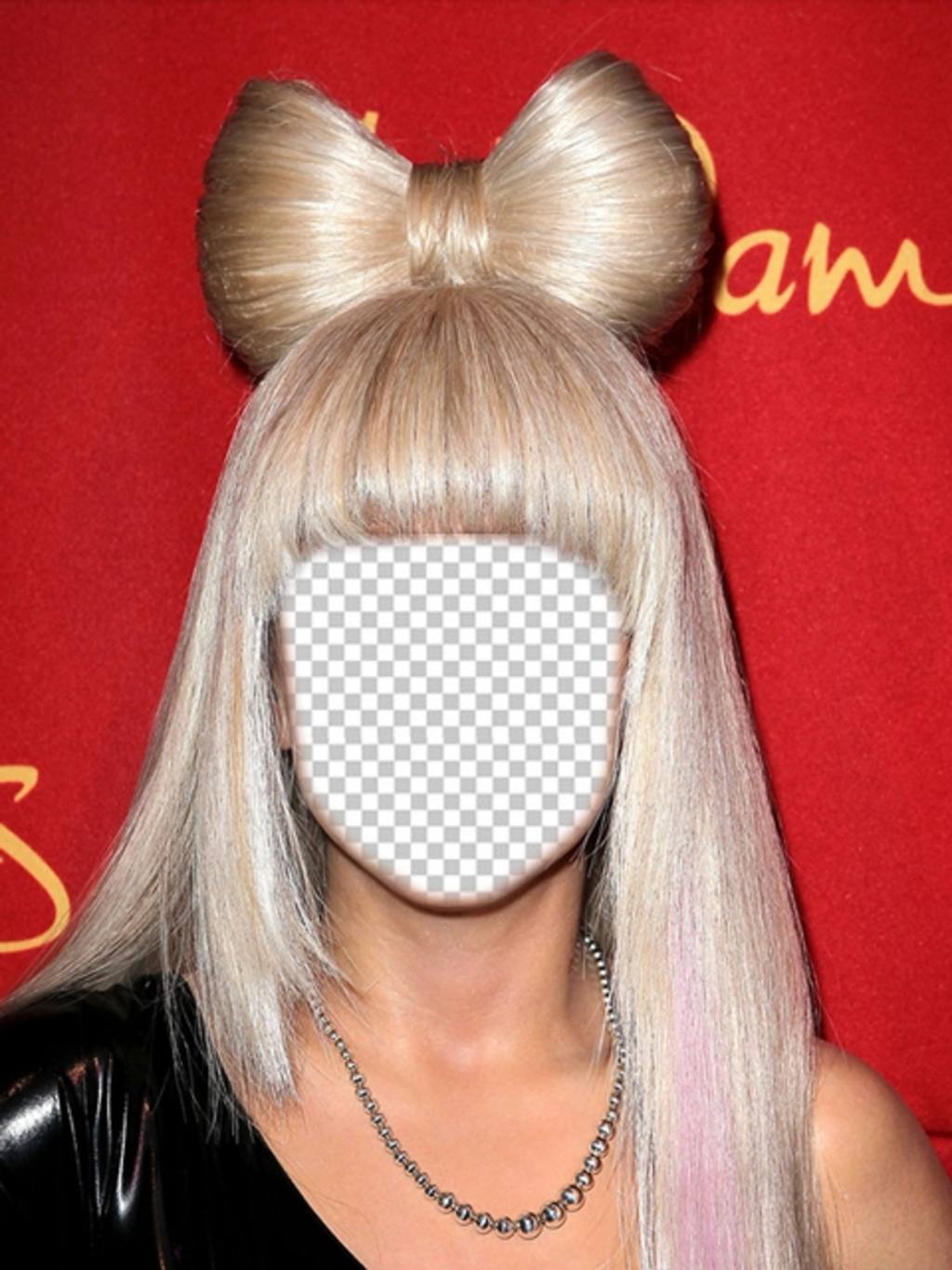 Vestir-se como Lady Gaga, com seu cabelo loiro com esta fotomontagem ..