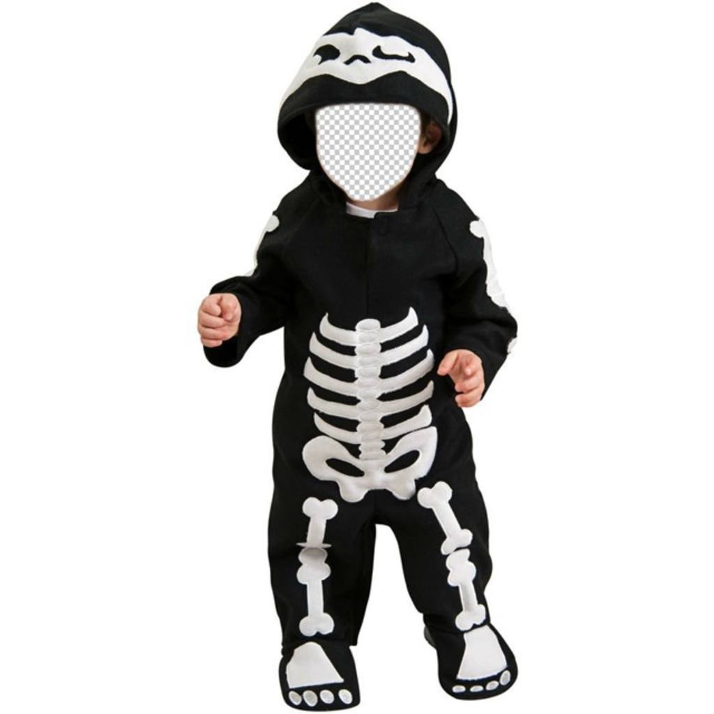 Crianças fotomontagem de um bebê vestido como um esqueleto ..