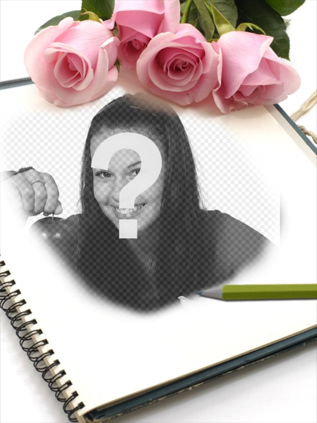 Quadro de rosas para fotos onde você pode adicionar uma imagem em um notebook. ..