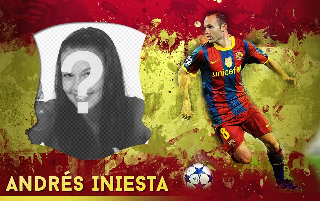 Fotomontagem com Andres Iniesta, o meia espanhol. ..