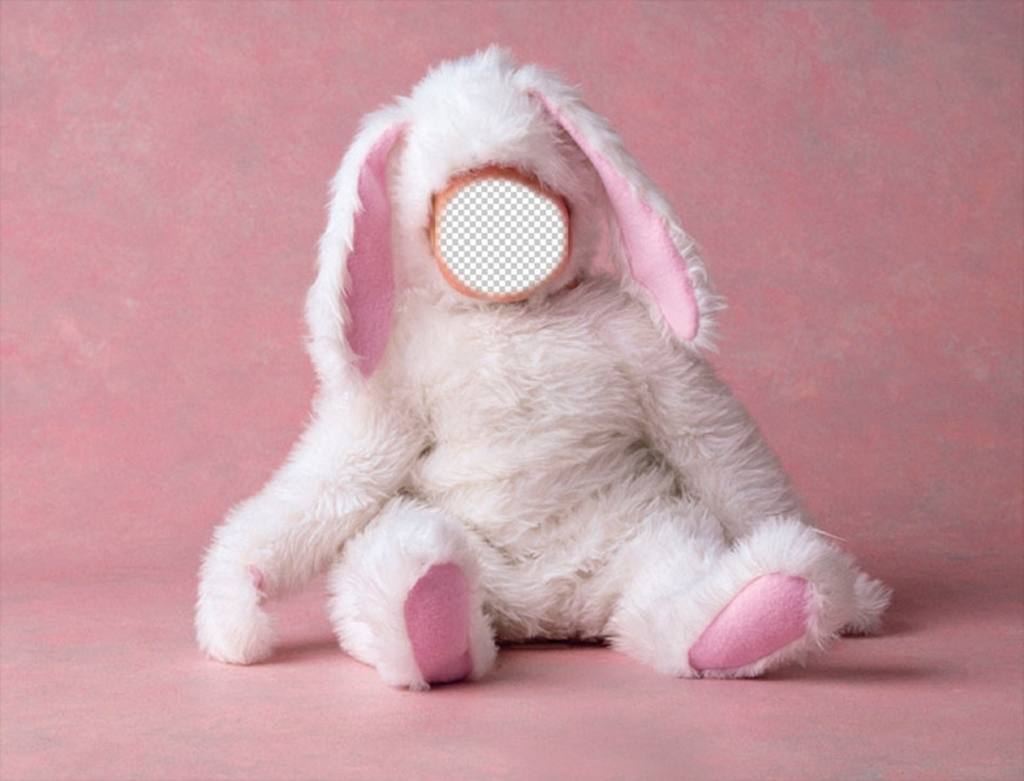 Efeito da foto de um bebê vestido como o coelho. ..