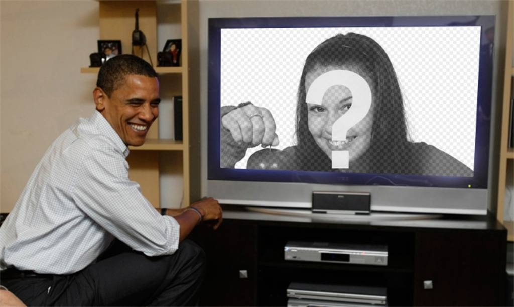 Fotomontagem de Obama para a TV, onde será a sua fotografia. Envie seu ..