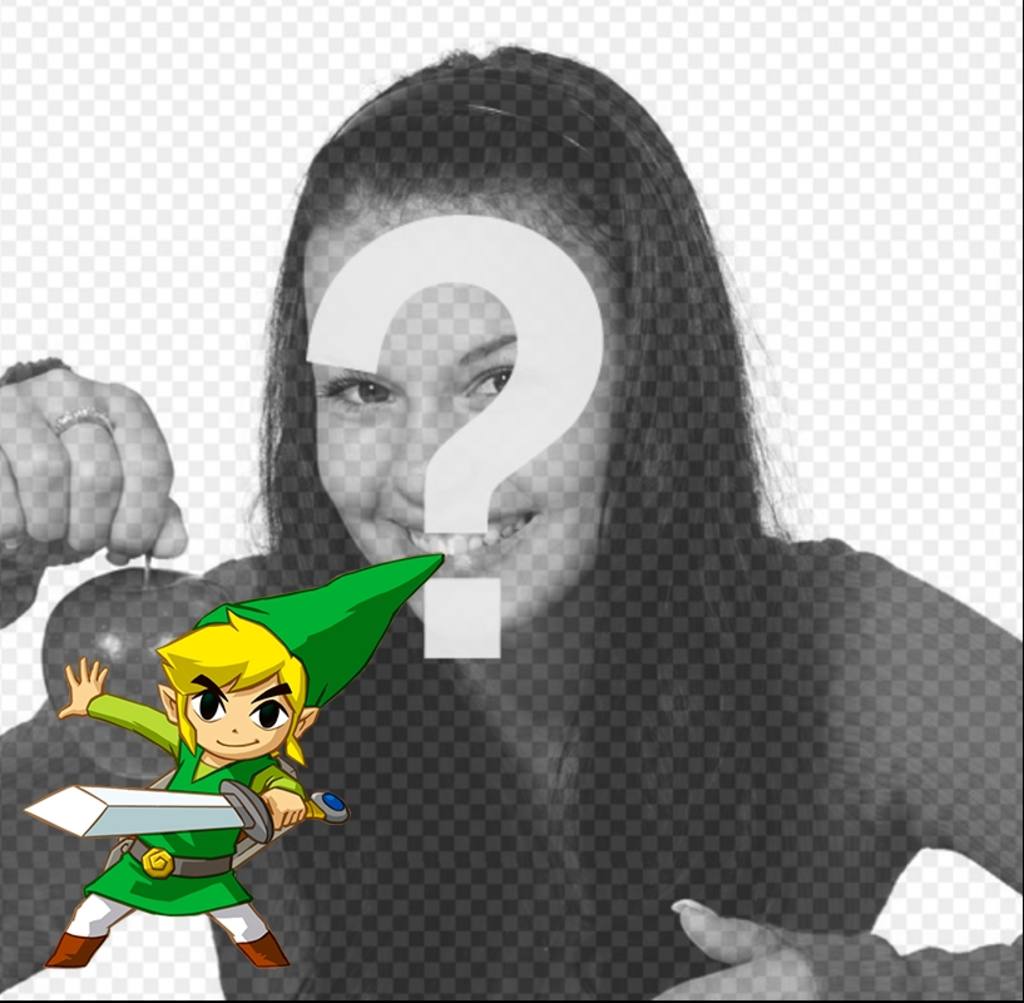 Modelo de perfil com o Link de Zelda Saga empunhando uma espada. ..