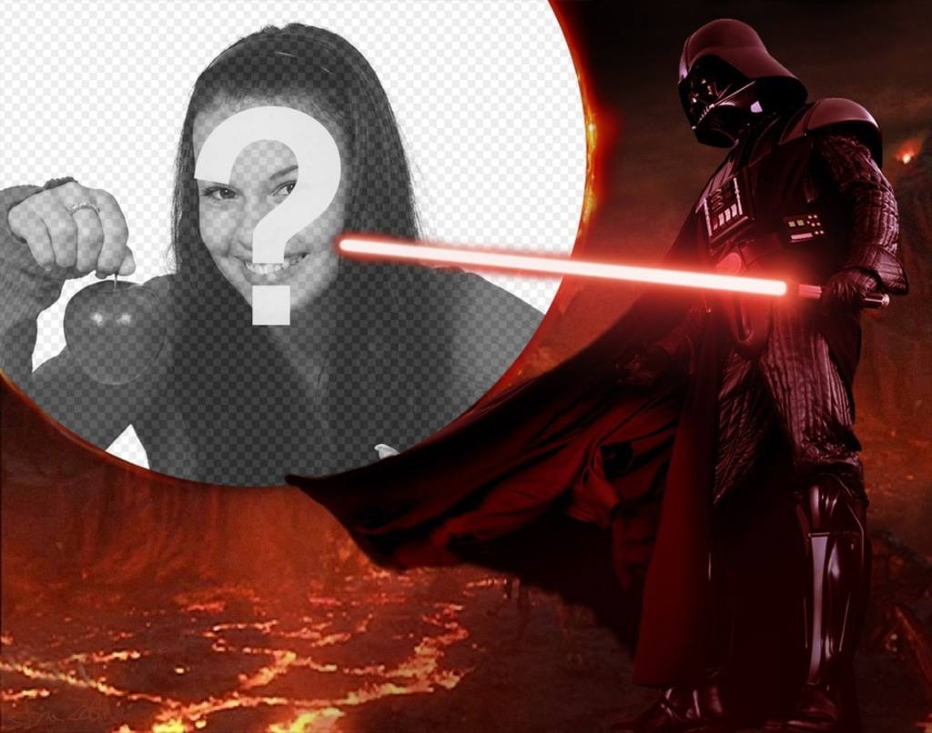 Fotomontagem de Star Wars com Darth Vader cercado por lava. ..