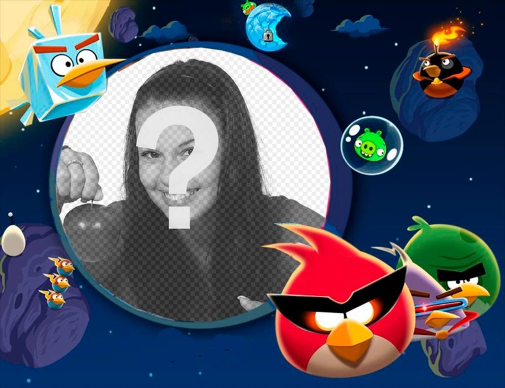 Crianças menores de Angry Birds no espaço definido no jogo. ..