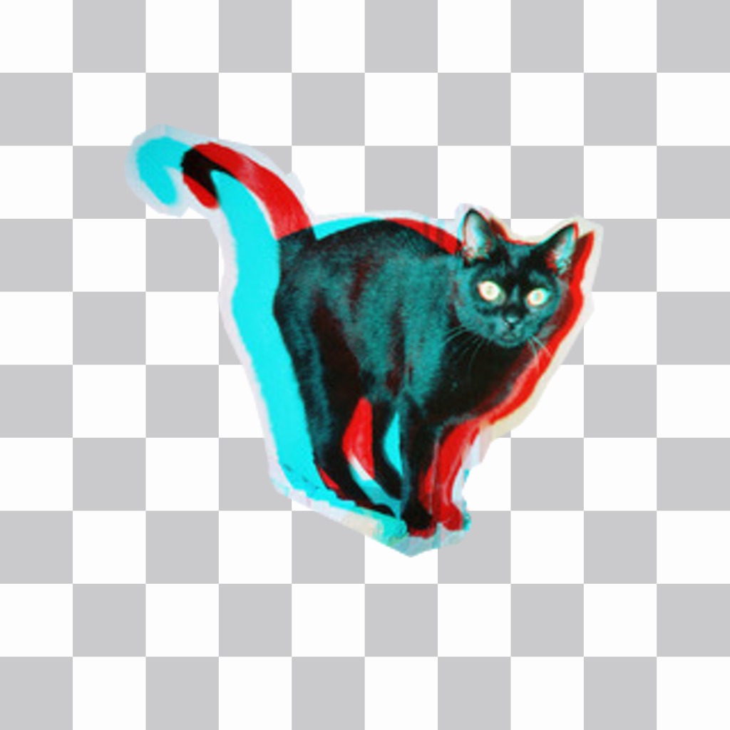 Etiqueta de um gato preto 3D ..