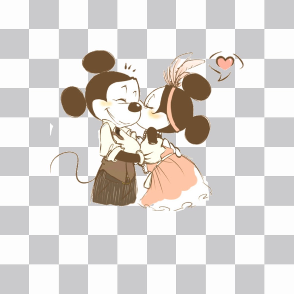 Etiqueta com uma imagem de Mikey e Minnie Mouse ..