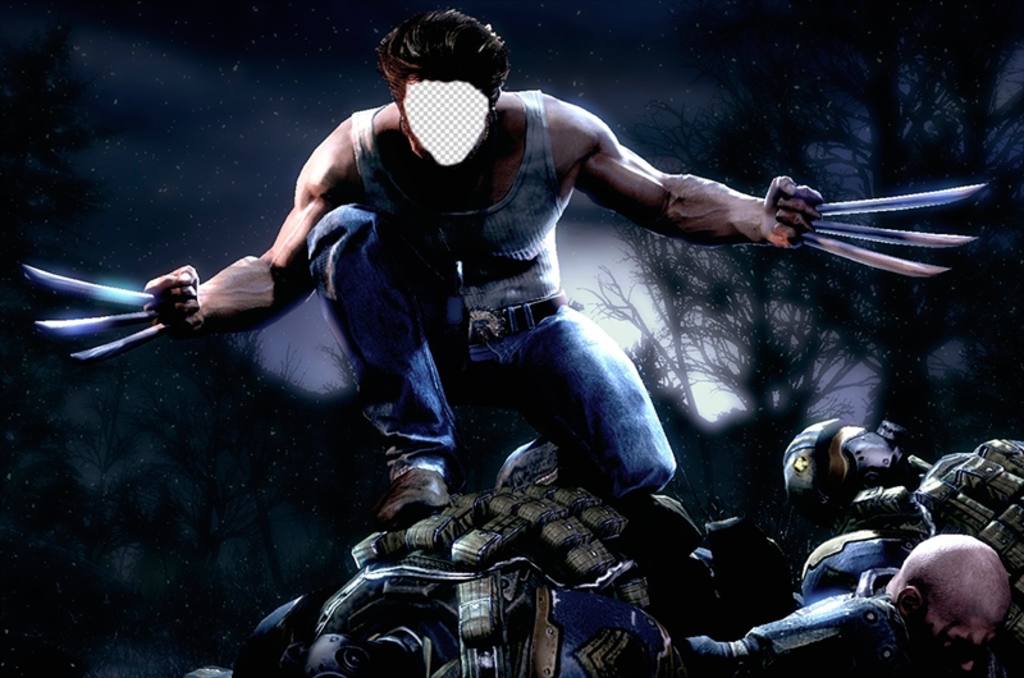 Fotomontagem de ataque Wolverine onde você pode adicionar seu rosto ..
