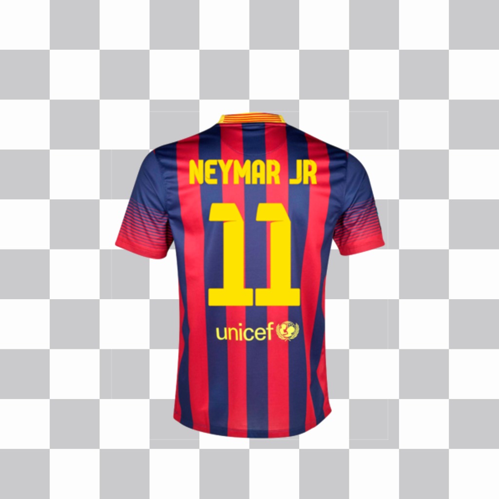 Etiqueta com a T-shirt da Barca jogador Neymar ..