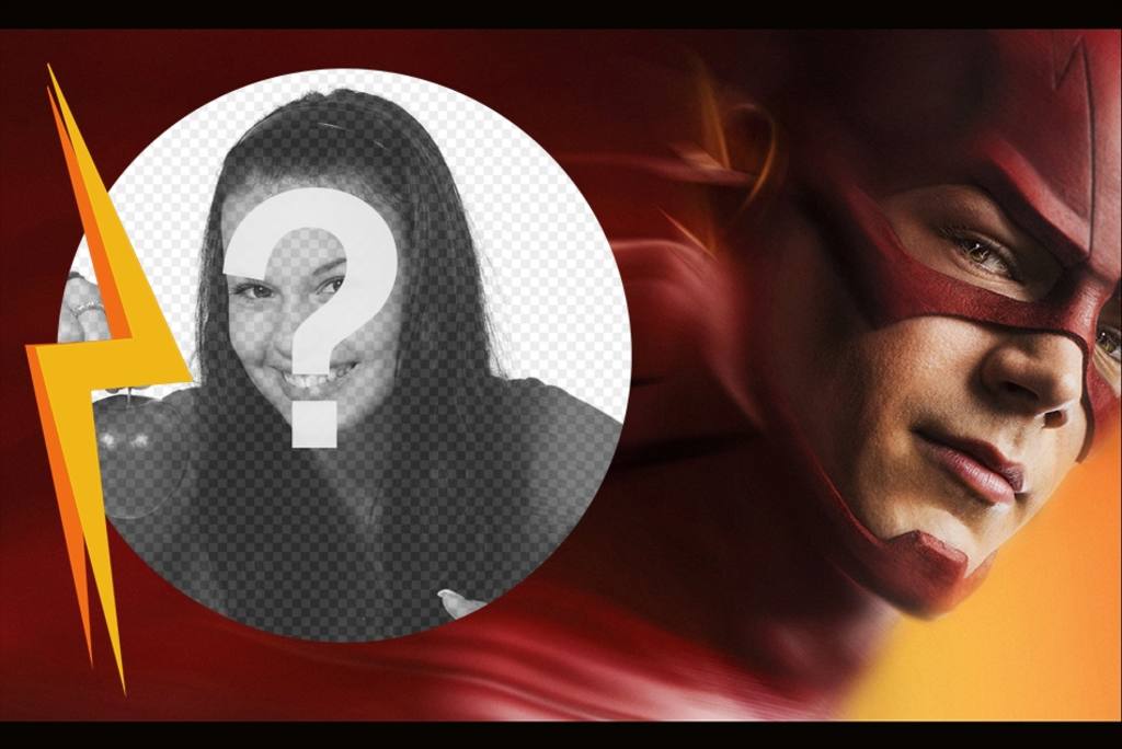 Fotomontagem com um dos super-heróis em Flash. ..