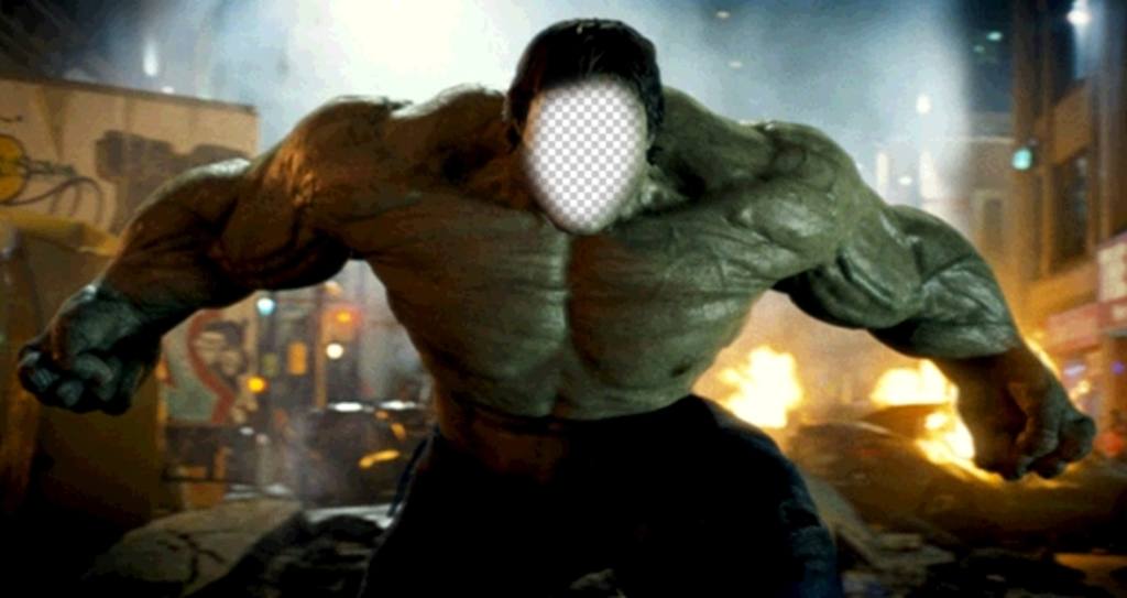 efeito on-line para ser Hulk em uma cena do filme ..