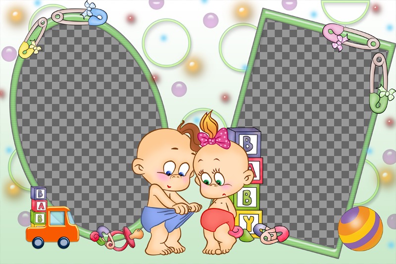 Colagem de bebês de personalizar com duas fotos. ..