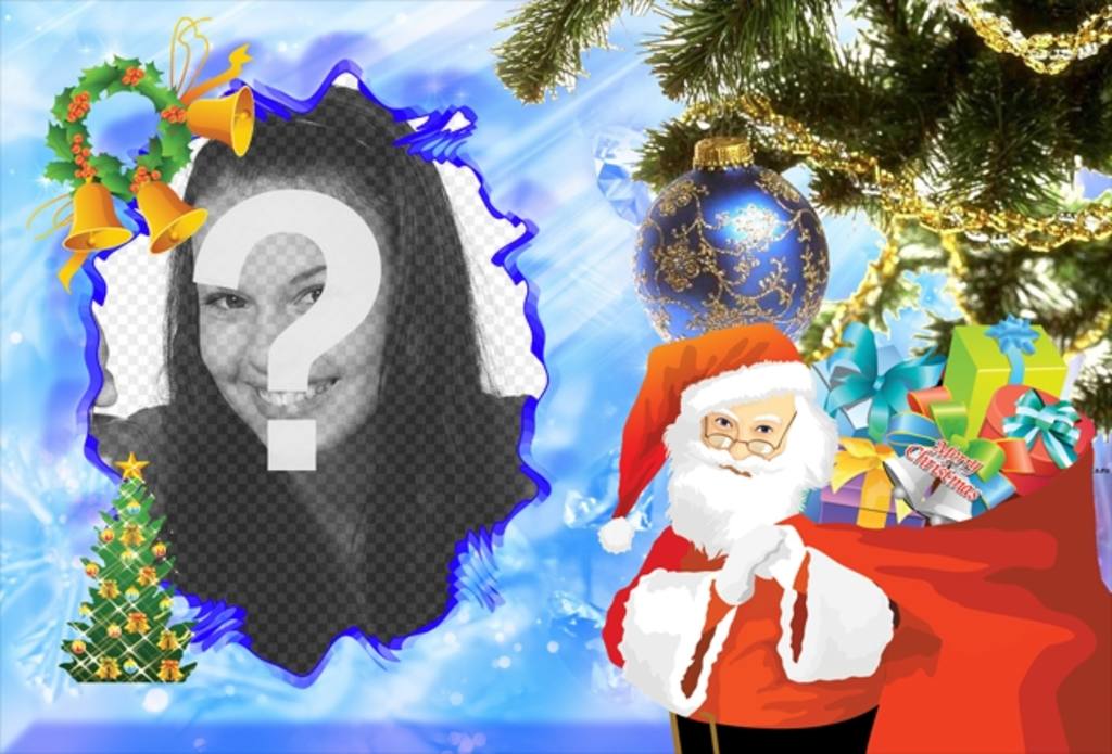 Ilustrado cartão de Natal com Papai Noel para decorar suas fotos online ..