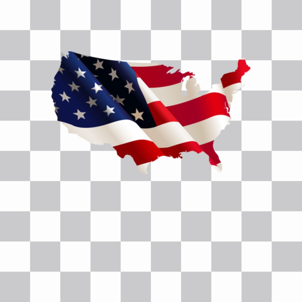 Mapa dos EUA com fundo da bandeira como uma etiqueta para pôr sobre suas fotos de..