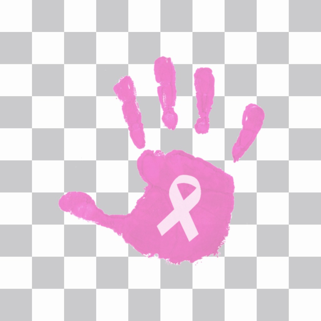 Etiqueta de uma mão-de-rosa contra o câncer de mama para colocar em suas fotos. ..