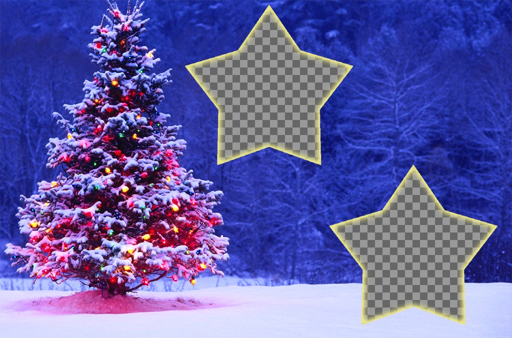 Colagem do Natal com uma árvore para colocar duas fotos. ..