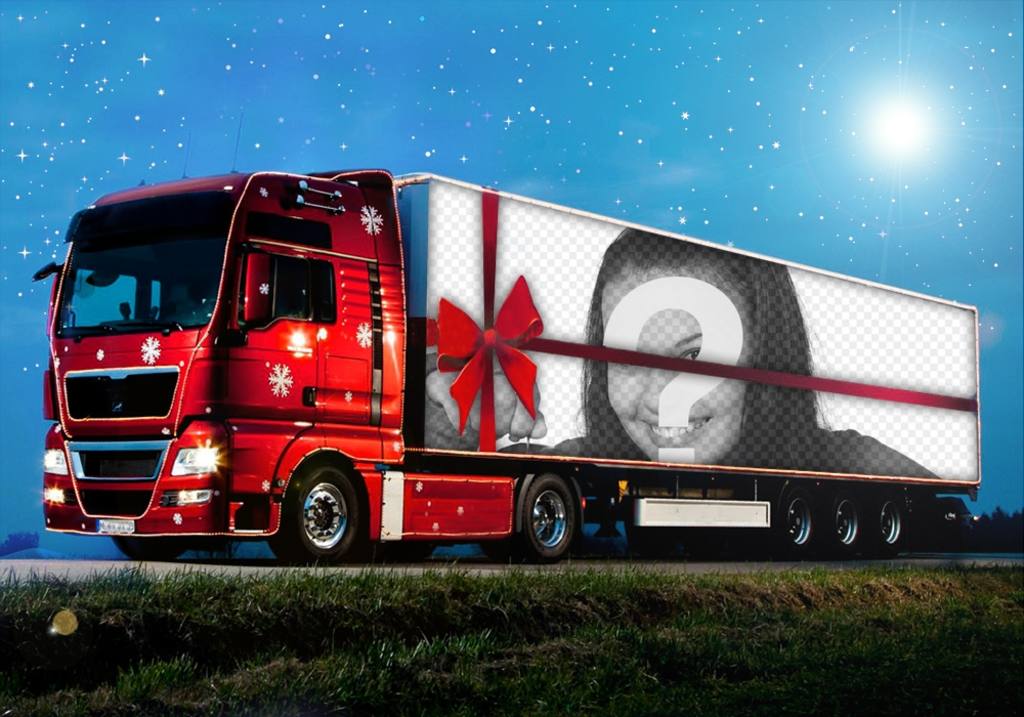 Efeito da foto de um caminhão de Natal para fazer upload de uma foto ..