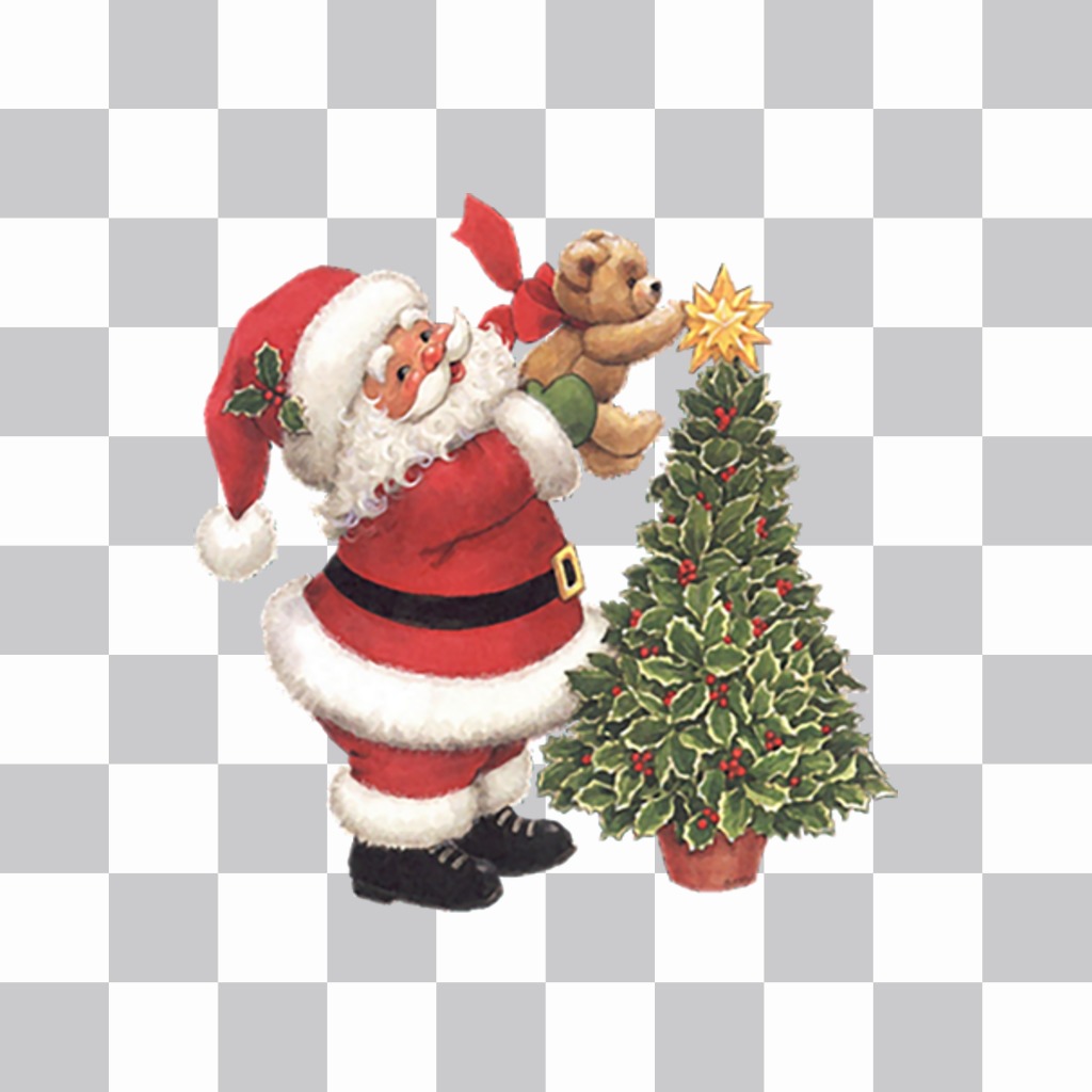 Etiqueta de Papai Noel com uma árvore de Natal para suas fotos ..