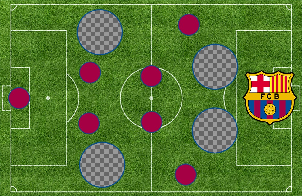 Alinhamento do FC Barcelona na quadra para adicionar 4 fotos ..
