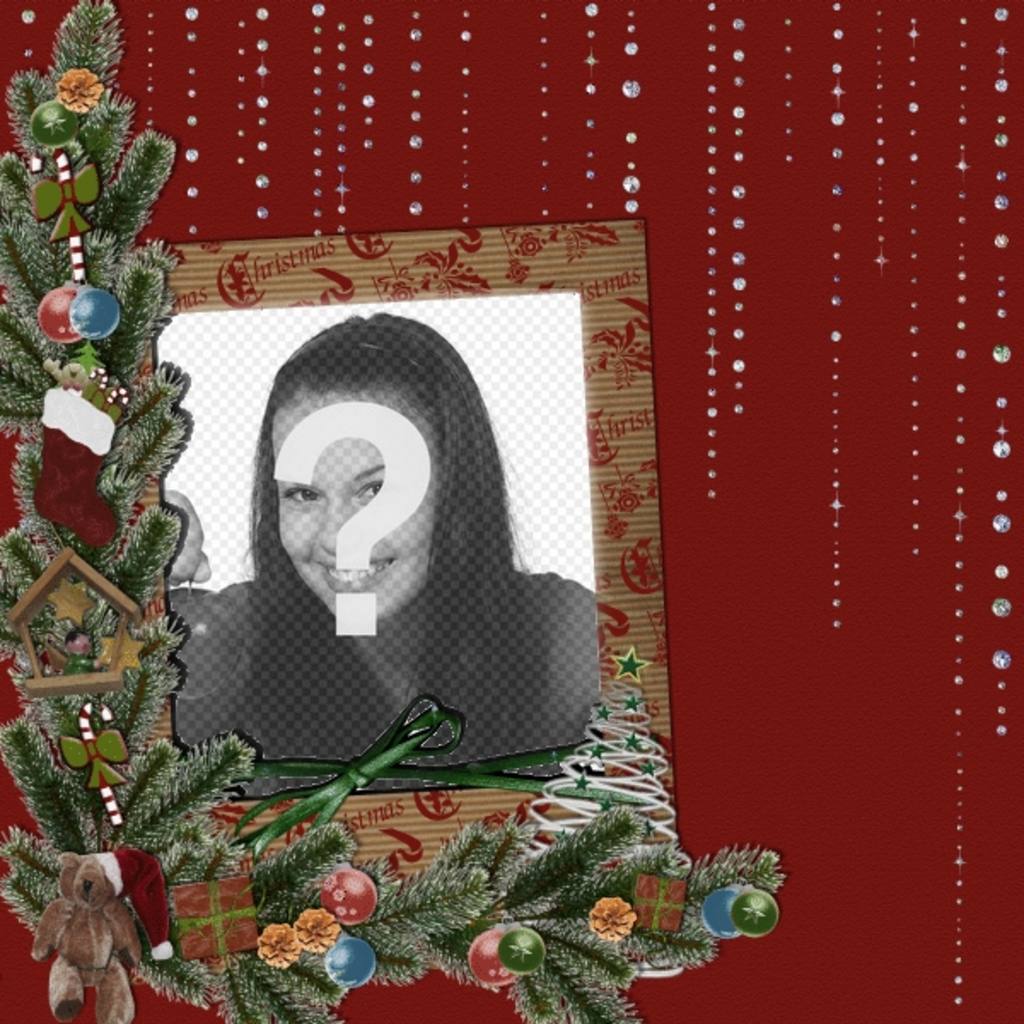Cartão com o Natal e detalhes brilhantes para colocar a sua foto ..