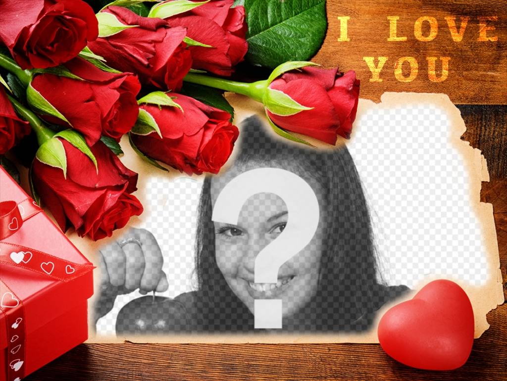 Cartão do amor com rosas vermelhas para editar com as suas fotos ..
