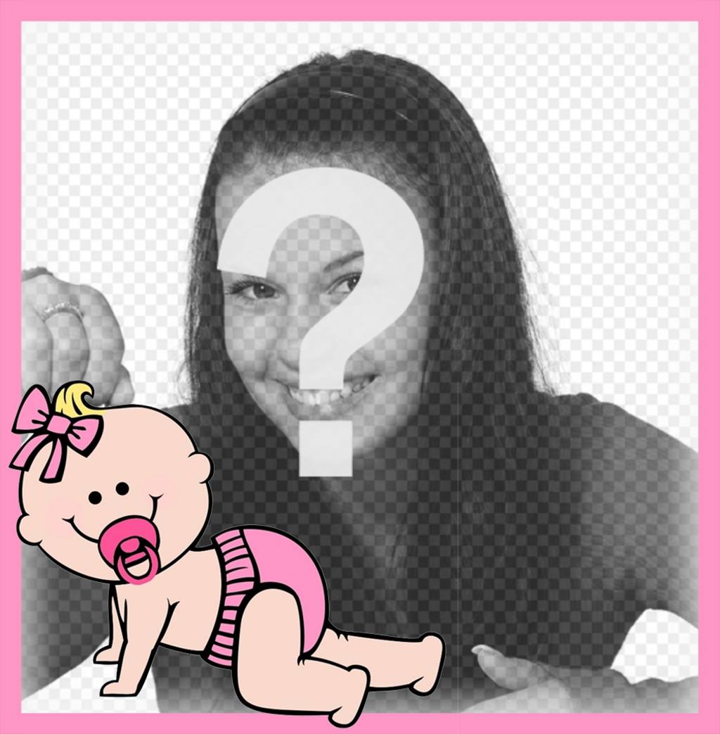 quadro rosa decorativa com um bebê onde você pode adicionar sua foto ..