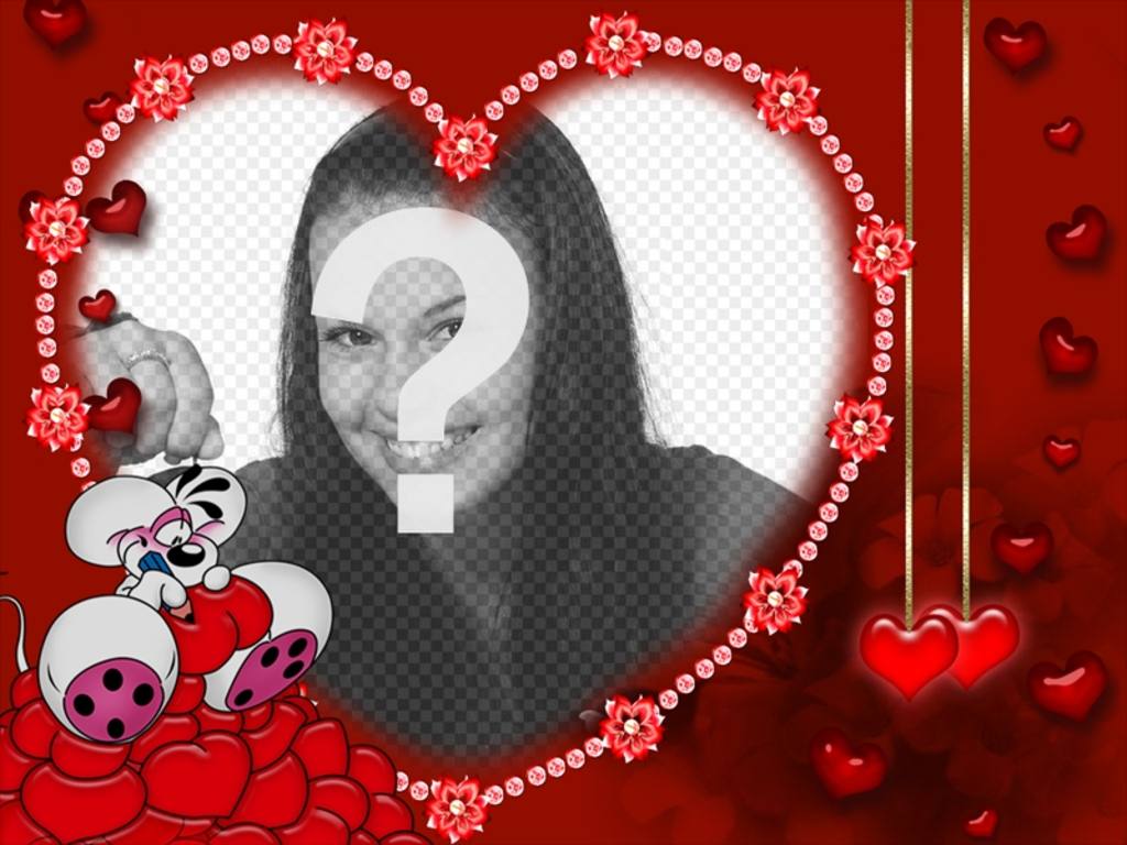 ratinho apaixonado,cartão de Dia dos Namorados com a sua foto com borda em forma de..